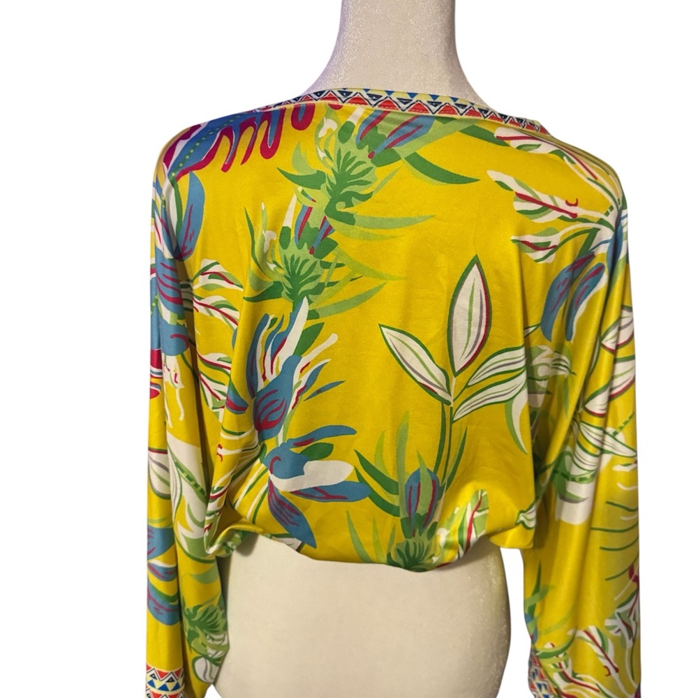 Vibrant Yellow Floral Women's Top - Picture 3 of 6